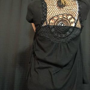 Black cardigan with lace back